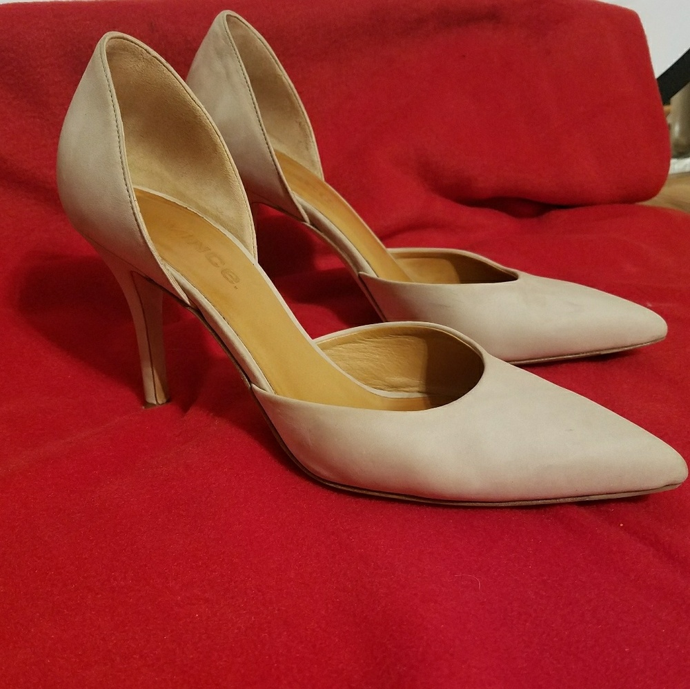 Vince Beige Pointed-Toe D'Orsay Pumps